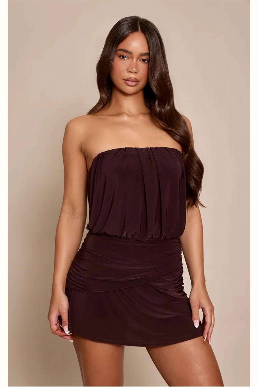 Ruched Tube Top Dress