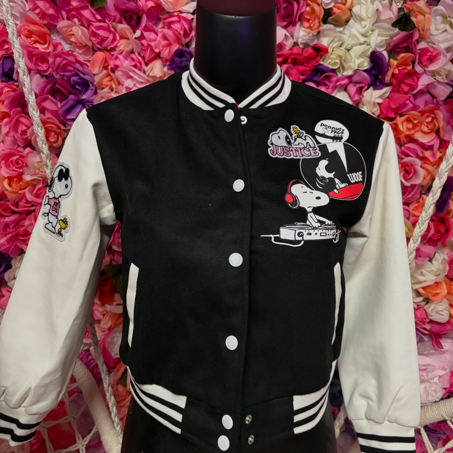 Snoopy print bomber coat