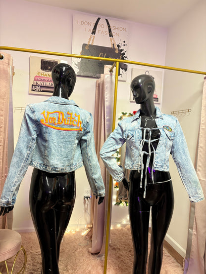 light-wash cropped denim jacket