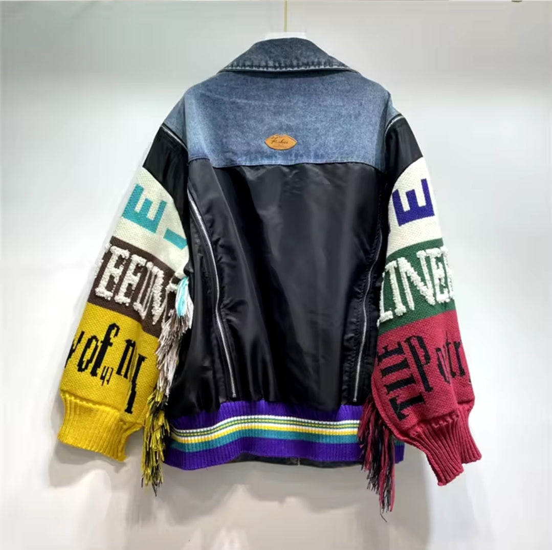 Denim Jacket w/ Sweater Sleeves