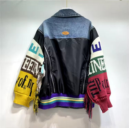 Denim Jacket w/ Sweater Sleeves
