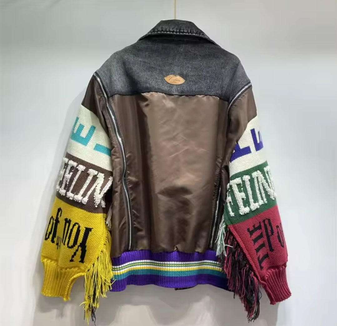 Denim Jacket w/ Sweater Sleeves