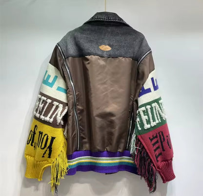 Denim Jacket w/ Sweater Sleeves